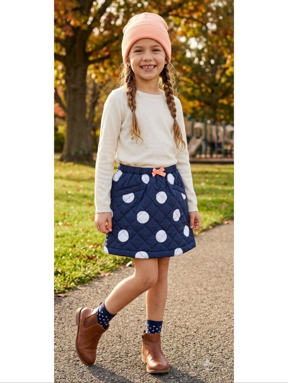 Gymboree Quilted Polka Dot Skirt Navy & White Size 5